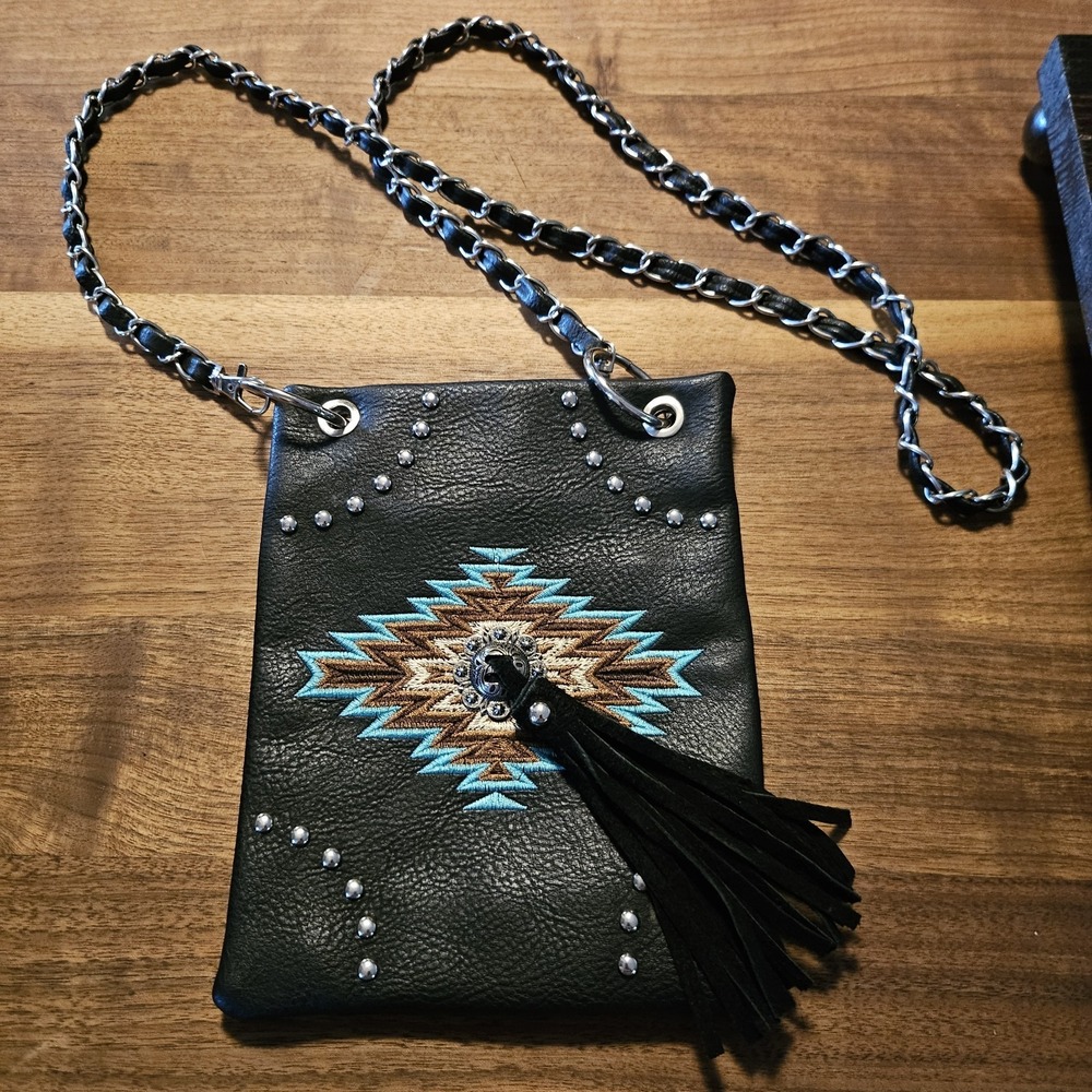 Western/Native Vegan Leather Crossbody Bag .P&G Collect Concert Wear Equestrian